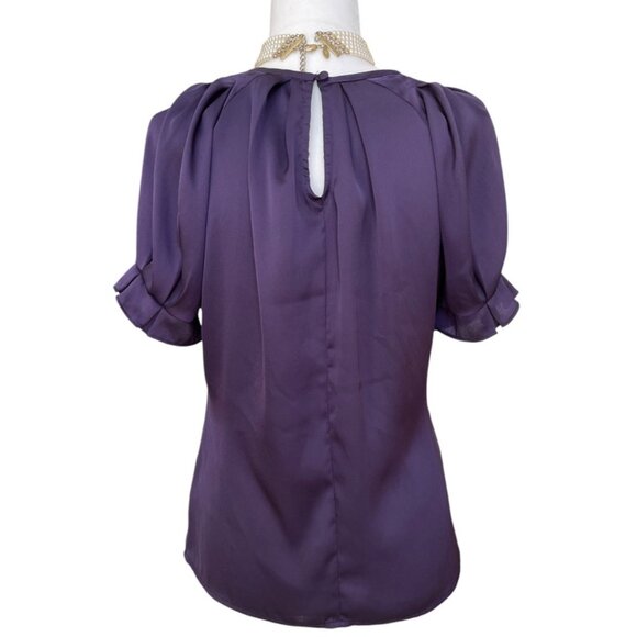 Y2K Express short sleeve eggplant top women's size XS NEW without tag - Picture 2 of 10